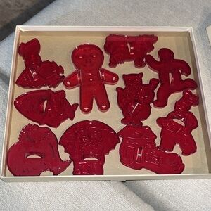 Vintage Cookie Cutters Mother Goose Box Set of 10 Nursery Rhymes Red Transparent